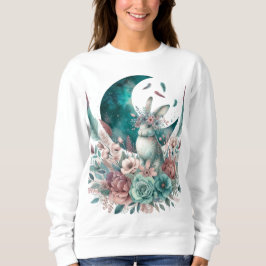 Boho Moon Flowers Blauwgroen en Mauve Bunny Sweats Trui