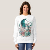 Boho Moon Flowers Blauwgroen en Mauve Bunny Sweats Trui (Voorkant volledig)
