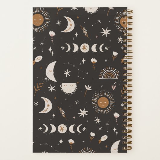 Boho Moon Journal | Zwart en goud Notitieboek (Achterkant)