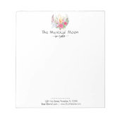 Boho Moon Kristallen Veren Bloemen Horizontaal Notitieblok (Voorkant)