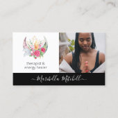 Boho Moon kristallen veren bloemen veren foto Visitekaartje (Voorkant)