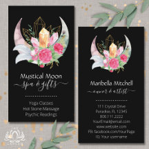 Boho Moon Kristallen Veren Bloemen Visitekaartje