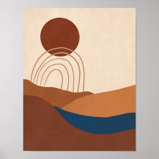 Boho Moon Landscape Abstract Earth Tones Poster (Voorkant)