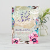 Boho Moon Mama Baby shower Kaart (Staand voorkant)
