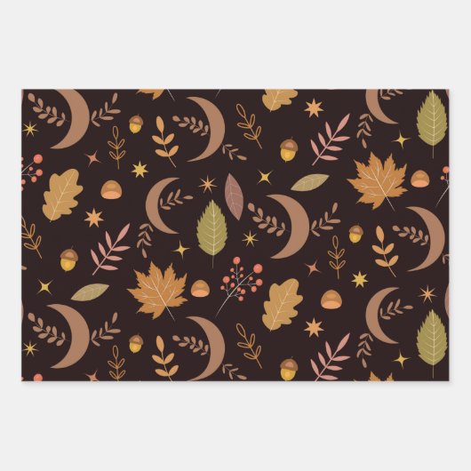 Boho Moon met najaarblad Inpakpapier Vel (Voorkant 3)