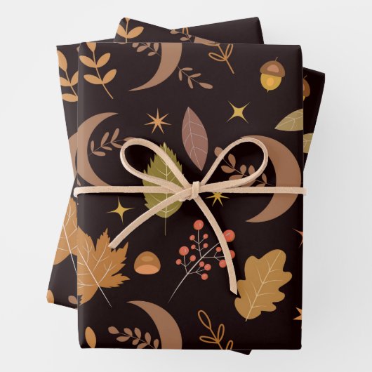 Boho Moon met najaarblad Inpakpapier Vel (In situ)