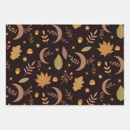 Boho Moon met najaarblad Inpakpapier Vel