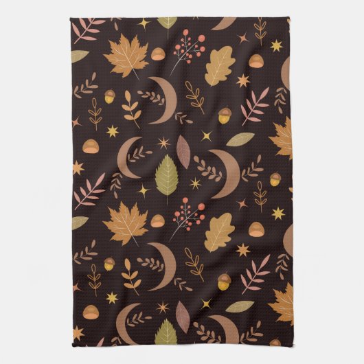 Boho Moon met najaarblad Theedoek (Verticaal)