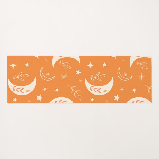 Boho Moon Pattern over Oranje Monogrammen Yogamat (Achterkant (horizontaal))