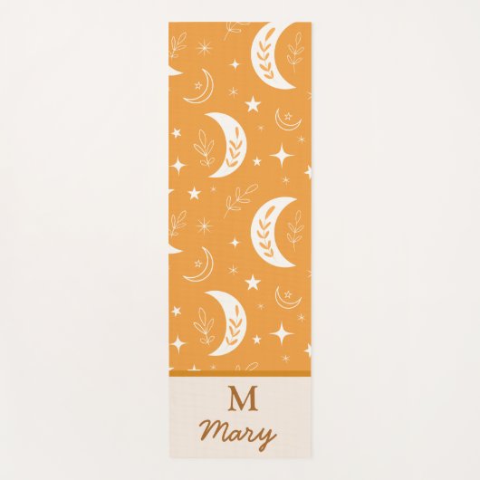 Boho Moon Pattern over Oranje Monogrammen Yogamat (Voorkant)