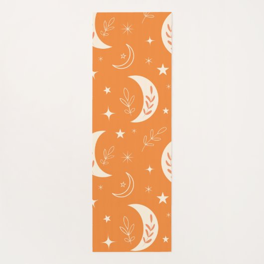 Boho Moon Pattern over Oranje Monogrammen Yogamat (Achterkant)