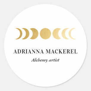 Boho Moon Phase Faux Gouden Folie Modern Vierkant  Ronde Sticker