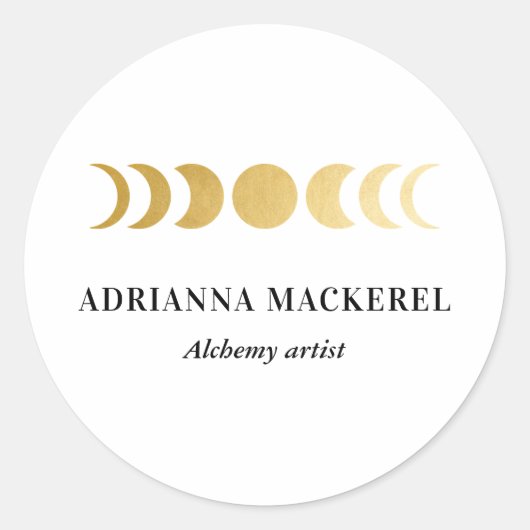 Boho Moon Phase Faux Gouden Folie Modern Vierkant  Ronde Sticker (Voorkant)