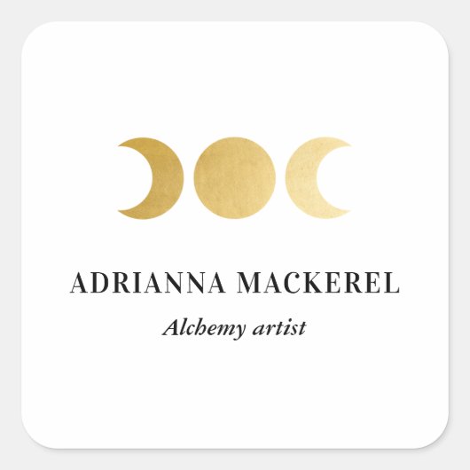 Boho Moon Phase Faux Gouden Folie Modern Vierkant  Vierkante Sticker (Voorkant)