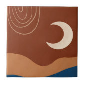 Boho Moon Rainbow Landscape Rust Tan Blue Brown Tegeltje (Voorkant)