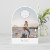 Boho Moon Star Sla de datum Arch foto bruiloft op Kaart (Staand voorkant)