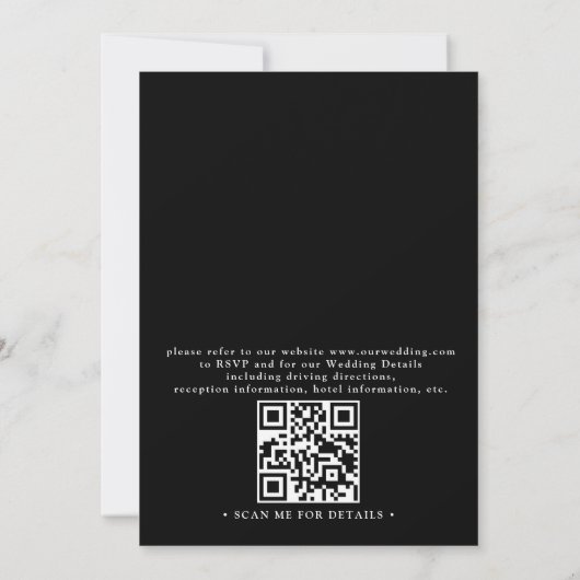 Boho Moon Stars Celestial Black QR Code Wedding Kaart (Achterkant)
