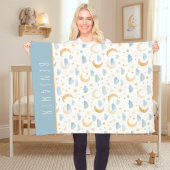 Boho Moon Stars Cloud Kids Monogram Fleece Deken