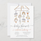 Boho Moon Stars Rainbows Clouds Mobile Baby shower Kaart (Voorkant)