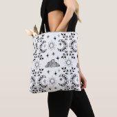 Boho Moon & Sun Canvas tas – Zwart en wit (Dichtbij)