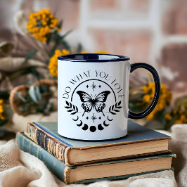 Boho Moon zwart-wit minimalistische affirmatie Mok