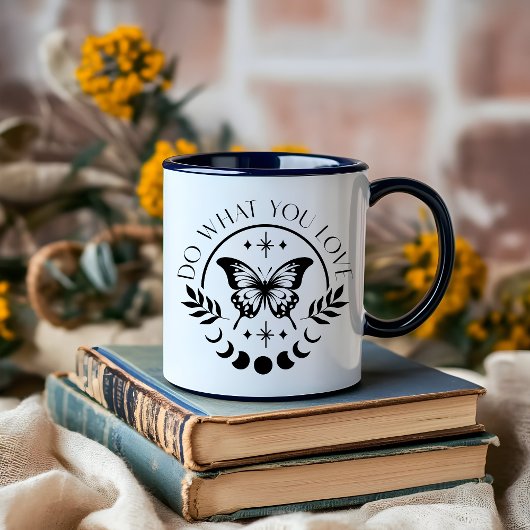 Boho Moon zwart-wit minimalistische affirmatie Mok