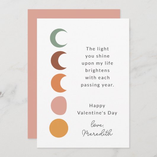 Boho Moons Inspirational Saying Valentine Card Feestdagenkaart (Voorkant / Achterkant)