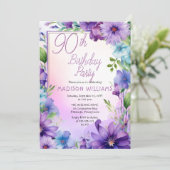 Boho Morning Glories Bloemen 90ste verjaardagsfees Kaart (Staand voorkant)