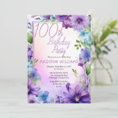 Boho Morning Glories Floral 100th Birthday Party Kaart (Staand voorkant)
