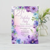 Boho Morning Glories Floral 21st Birthday Party Kaart (Staand voorkant)