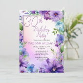 Boho Morning Glories Floral 30ste verjaardagsfeest Kaart (Staand voorkant)
