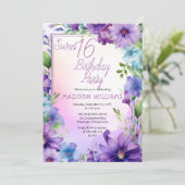 Boho Morning Glories Sweet 16 Verjaardagsfeestje Kaart (Staand voorkant)