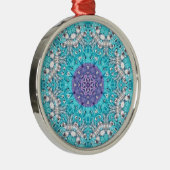 Boho Moroccan Embroidery turquoise blue bohemen Metalen Ornament (Rechts)