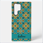 Boho Moroccan Tile Blue and Gold Samsung Galaxy Hoesje