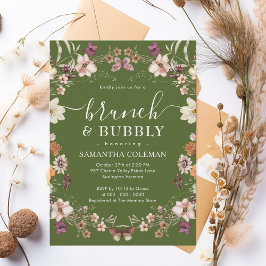 Boho Moss Groene Brunch en Bubble Vrijgezellenfees Kaart