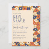 Boho Mosterd Blauw Bloemen Botanisch Vrijgezellenf Kaart (Voorkant)