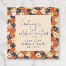 Boho Mosterd Blauw Bloemen Vrijgezellenfeest Dank  Bedankjes Labels