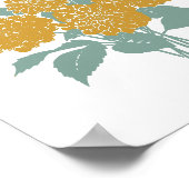 Boho  Mosterd Geel Bloemenwand Art Print (Hoek)