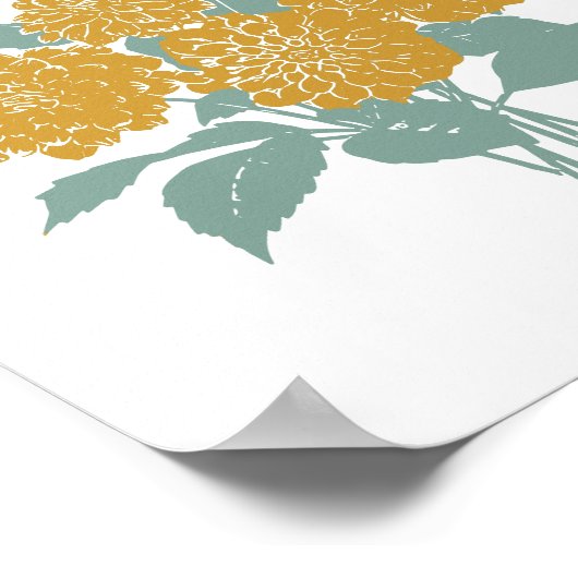 Boho Mosterd Geel Bloemenwand Art Print (Hoek)