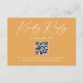 Boho Mosterd Geel QR Code Bruiloft RSVP Informatiekaartje (Voorkant)