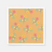 Boho Mosterd Retro Daisy Bouquet Patroon Servet (Voorkant)