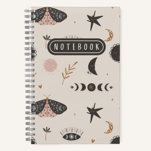 Boho Moth en Celestial Notitieboek (Voorkant)