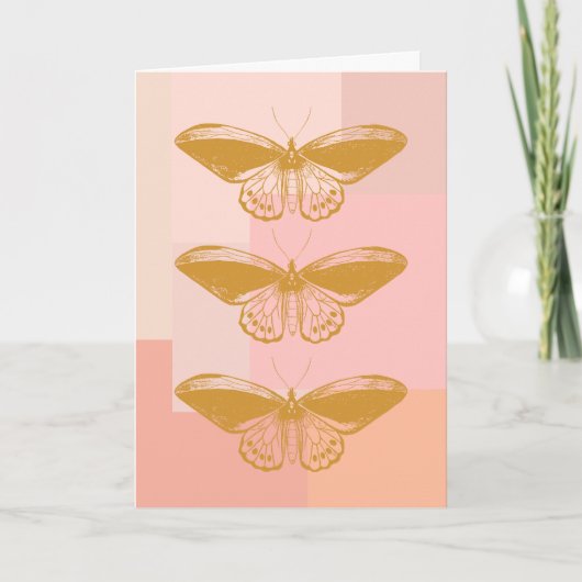 Boho  Moth Zacht Roze Goud Retro Esthetisch Bedankkaart (Voorkant)