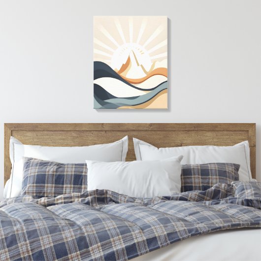 "Boho Mountain Abstracte landschapskunst Print (Insitu (Slaapkamer))