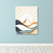 "Boho Mountain Abstracte landschapskunst Print (Insitu (Houten vloer))