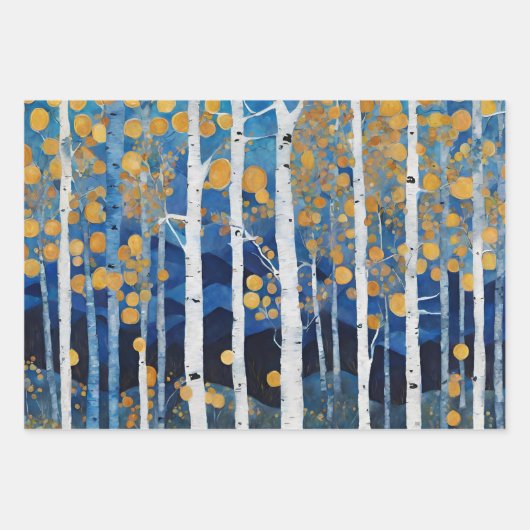 Boho Mountain Aspen boomscène Inpakpapier Vel (Voorkant)