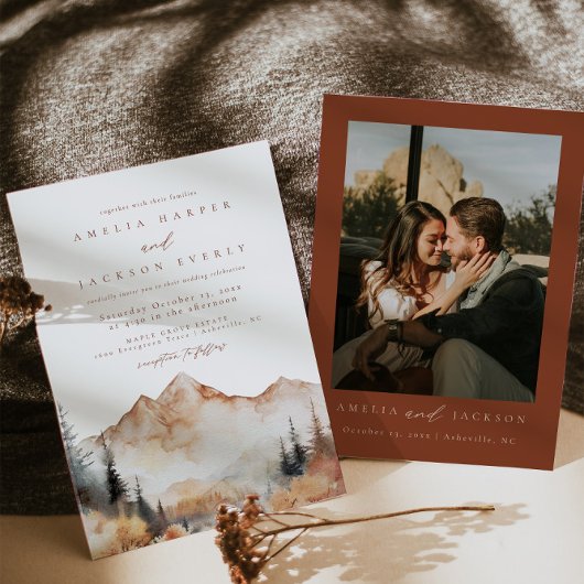 Boho Mountain bruiloft uitnodiging