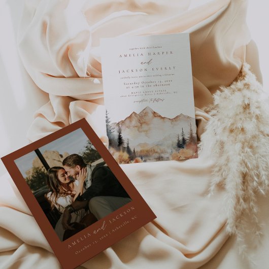 Boho Mountain bruiloft uitnodiging