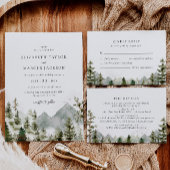 Boho Mountain Forest Evergreen Elegant Bruiloft Kaart