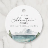 Boho Mountain Lake Avonturen Bruidsdouche Bedankjes Labels (Voorkant)